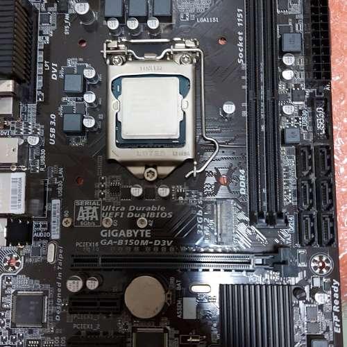 Intel i3-6100 連GA-B150M-D3V底板