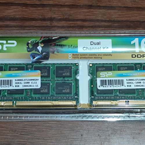 Silicon Power DDR3L 1600 8GB X 2條 =16GB手提電腦