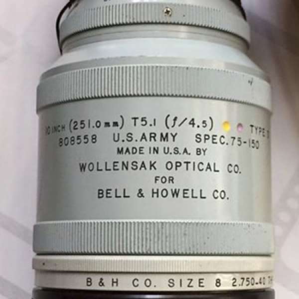 B&H 10" (251mm) f/4.5 美軍用電影鏡 GFX50R GFX100S P67 P645 X1D A7R4 A1 R5 R6 S1R