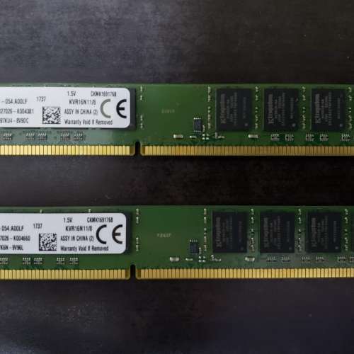 Kingston DDR-3 1600MHz 8GB KVR16N11/8 (2條)