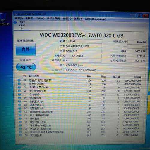 新淨 WD3200BEVS 320GB  SATA 2.5"  Notebook HDD  100% 全正常