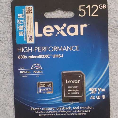 512G Lexar High-Performance 633x micro SDXC 全新
