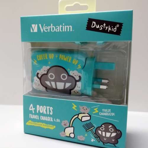 Verbatim™ x Dustykid 4 Ports 旅行用 USB 充電器 (藍色)(全新)