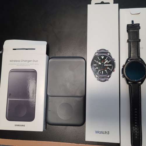 Samsung Galaxy Watch3 不鏽鋼 45mm 黑 (LTE) + Samsung 無線閃充雙板充電板P4300