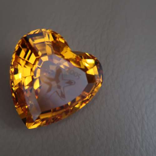 施華洛世奇 托帕石 天然寶石 擺設 紙鎮 Swarovski Harmony 2005 Event Heart Topaz...