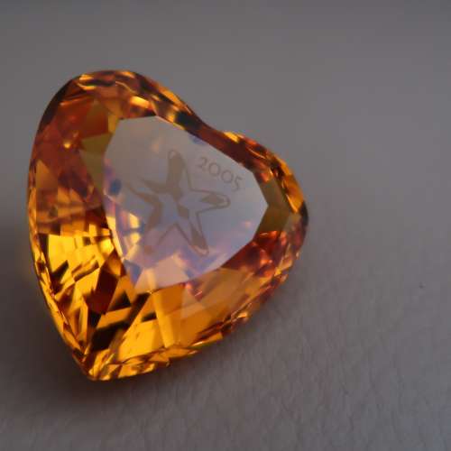 施華洛世奇 托帕石 天然寶石 擺設 紙鎮 Swarovski Harmony 2005 Event Heart Topaz...