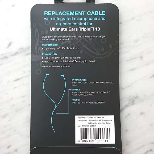 Ultimate Ears TripleFi 10 UE TF10 pro 原裝咪線綫microphone cable