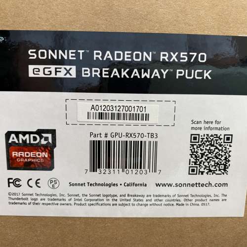 Sonnet Radeon Rx570 eGFX breakaway puck