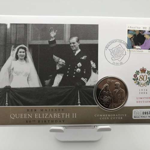 QEII 80TH BIRTHDAY COMMEMORATIVE COIN STAMP COVER