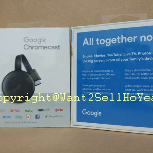 Google Chromecast 3 第三代媒體串流播放器,從裝置(Android,iPhone,手提/平板電腦)...