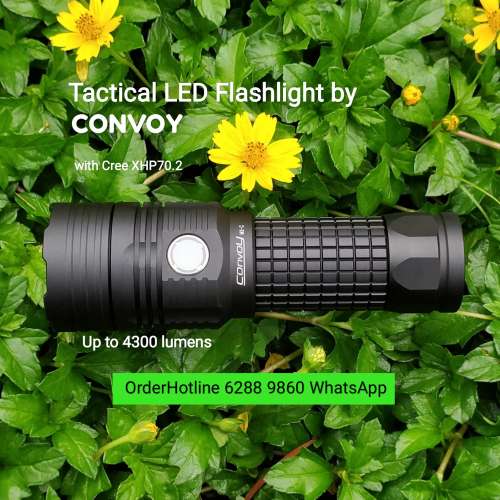 超光戰術電筒Convoy Tactical LED Flashlight. 4300流明. Type C USB直充電. 5500m...