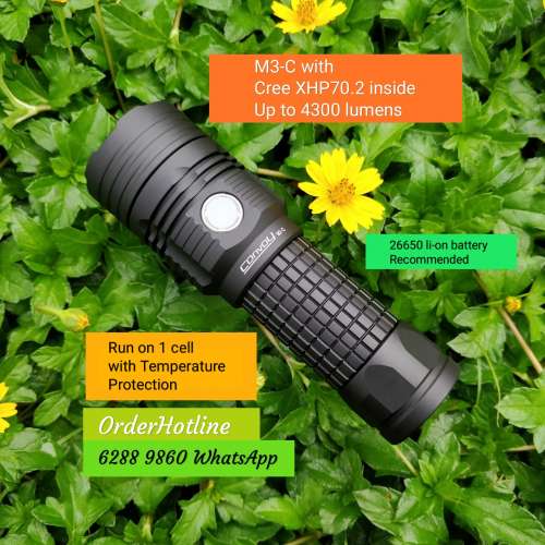 超光戰術電筒Convoy Tactical LED Flashlight. 4300流明. Type C USB直充電. 5500m...