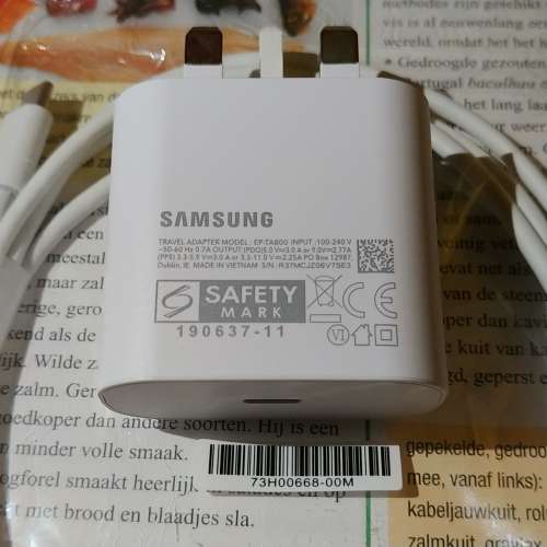 Samsung TA800 S20 S21 Note10 原裝配件 25W Superfast Charger + TypeC 1.8米特長...