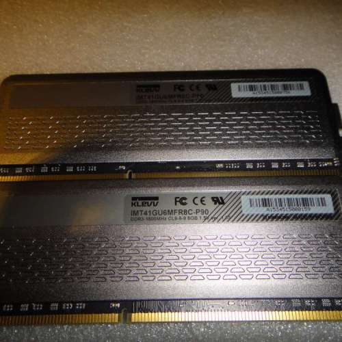 一對RAM , KLEVV DDR3 1600 8GB x2 共16GB ~felton 獨家永久保養