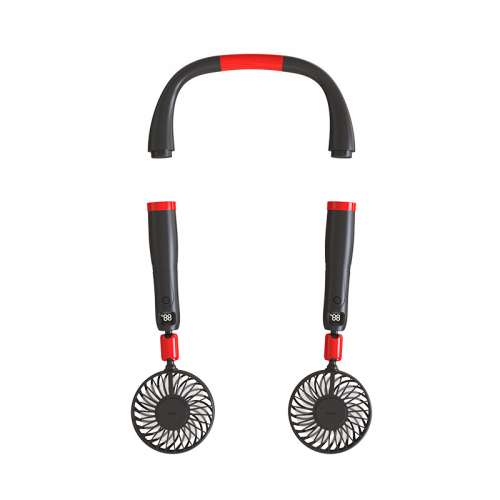 [全新] 掛頸式小風扇 可分拆成兩把手提小風扇獨立使用 兩用芭蕉扇 7片扇葉 超強風力