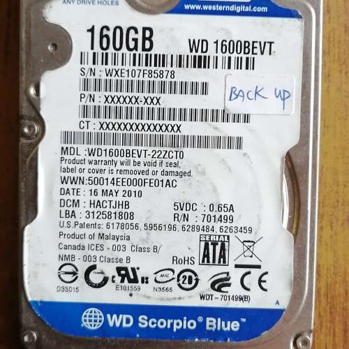 WD 160G 2.5寸HDD