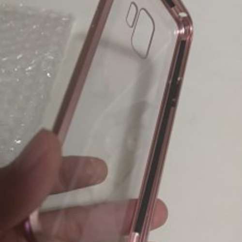 Samsung三星s9粉紅色磁吸金屬強化玻璃底蓋保護套