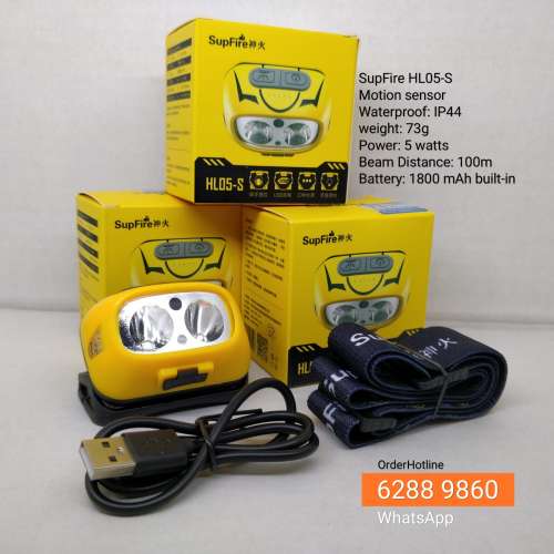 揮手感應頭燈：神火HL05-S. 三色光源。Headlamp with Motion Sensor