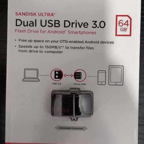 SanDisk 64GB Dual usb3.0toMicroUSB 全新 手機電腦通用