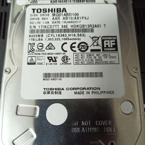 Toshiba SATA 2.5" 1TB HDD for Notebook Laptop PC / PS4