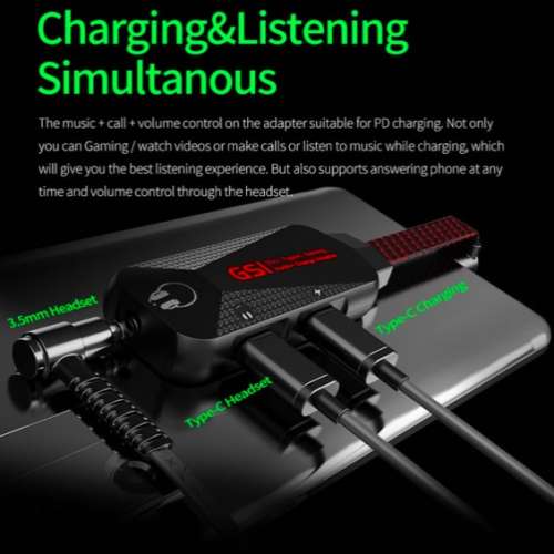 Plextone GS1 Mark II - 3 In 1 Type-C GAMING Audio+ Charge Adapter