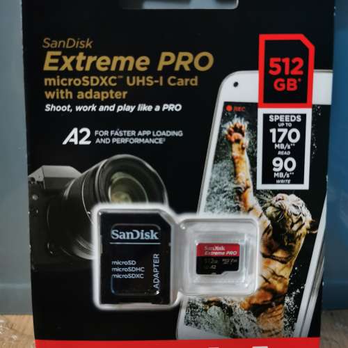 SanDisk Extreme Pro 512GB A2 Micro SDXC card with adapter