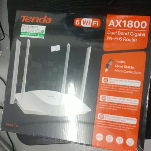 全新TENDA AX1800 Dual Band Gigabit Wi-Fi 6 Router