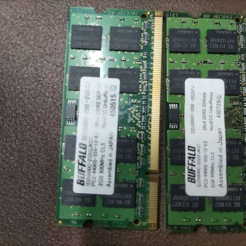 Buffalo DDR2  2g  notebook ram 2 條