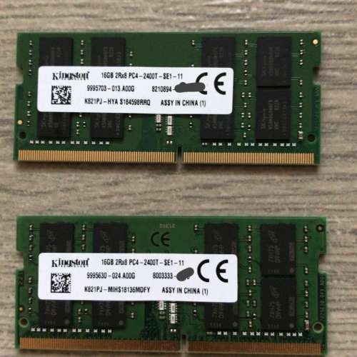 SK Hynix / Kingston / Micron DDR4 16GB PC-2400T-SE1-11 Notebook Ram (雙面)
