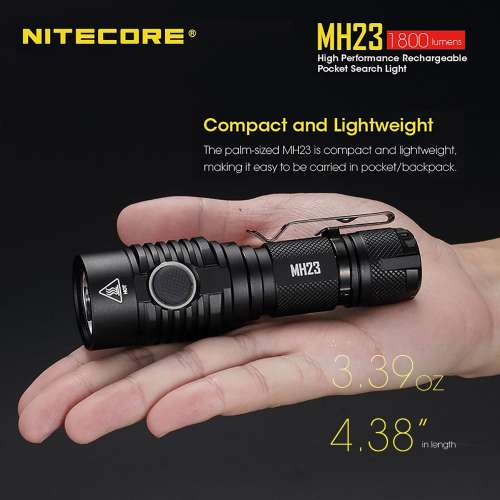 NITECORE MH23 1800流明 超強光電筒  USB直充 送原廠18650電池