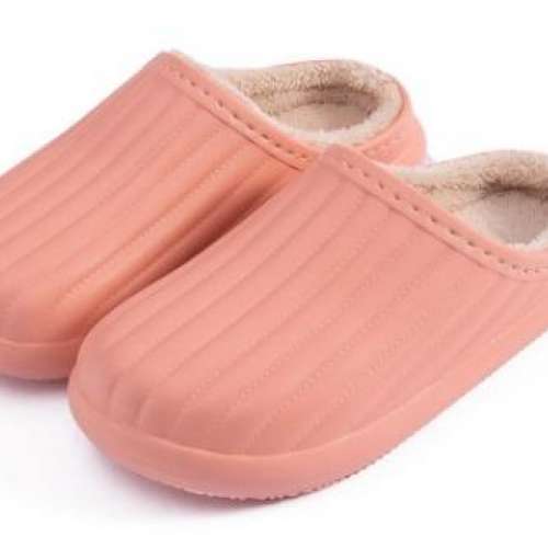 全新防水棉拖鞋 冬季家用保暖拖鞋 防滑加絨可拆卸拖鞋 - 粉色