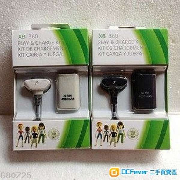 Xbox360 4800MAH 無線手制 充電池 連充電線 邊充邊玩 黑白兩色