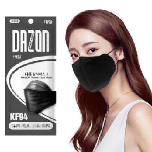 韓國製造DAZON - 立體黑色成人KF94口罩｜1個/片裝｜獨立包裝