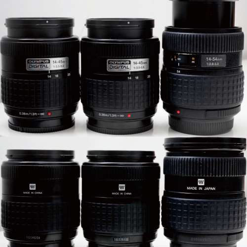 Olympus大43鏡頭三支14-45及14-54mm  附轉M43 AF接環，啱OM-D E-M1，PEN E-PL9