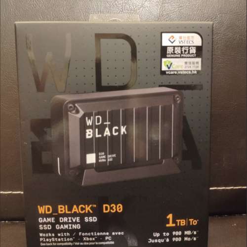 WD Black D30 1TB Game Drive SSD  移動硬盤 遊戲專用 行貨 有保養 至2024年8月 PS...