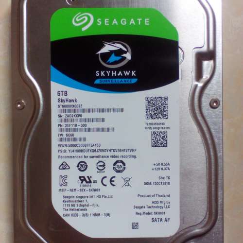 Seagate SkyHawk ST6000VX0023 3.5" 6TB 7200RPM 256MB SATA3 Hard disk drive 95%New