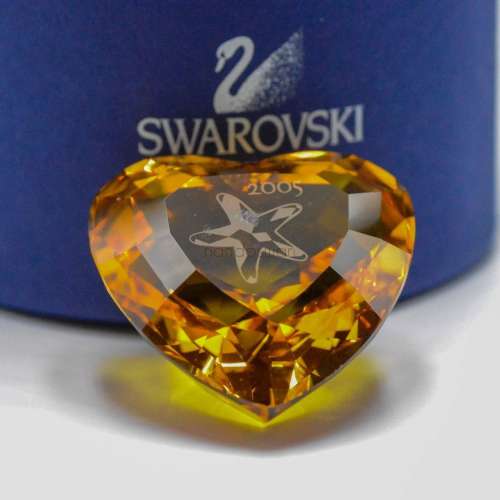 施華洛世奇 托帕石 天然寶石 擺設 紙鎮 Swarovski Harmony 2005 Event Heart Topaz...