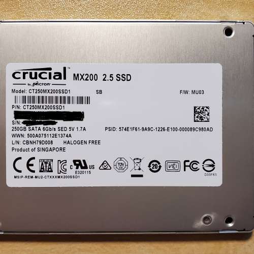 Crucial MX200 2.5" SSD 250GB