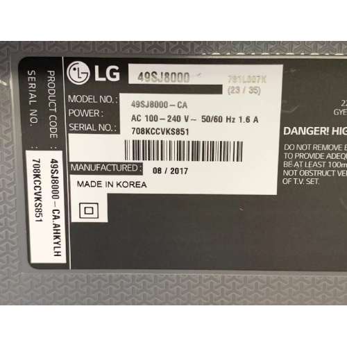 49吋 4K SMART TV LG49SJ8000 電視