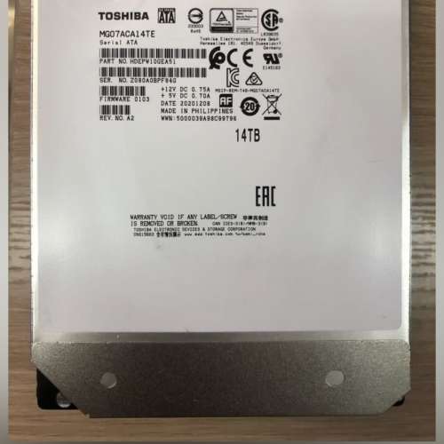 近全新 Toshiba 14tb hdd harddisk 硬盤 硬碟 SATA 3.5' 平賣網上雲監控