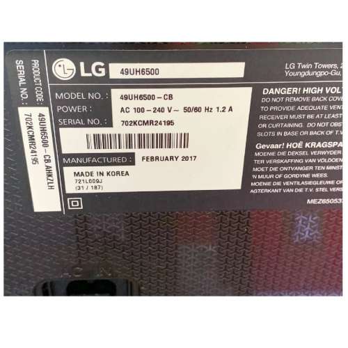 49吋 4K SMART TV LG49UH6500 電視