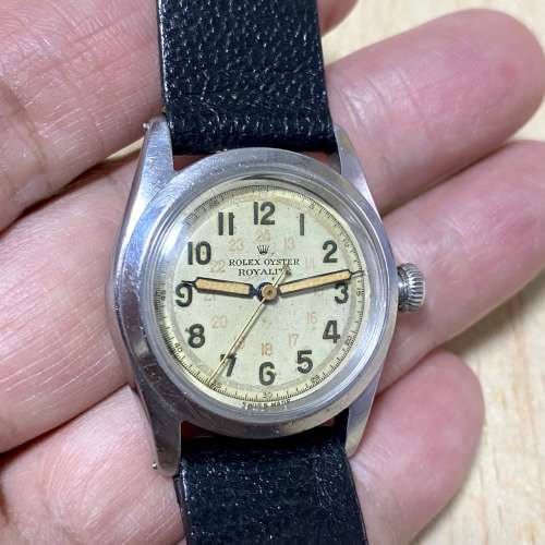 古董勞力士1944年鋼手上鍊手錶, 紅色24小時數字面, Rolex Oyster Royalite