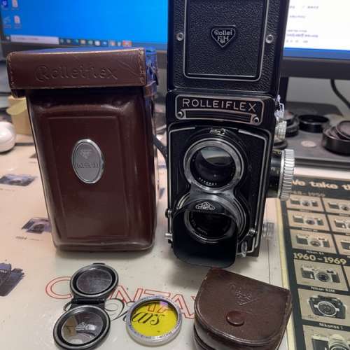 Over 90% New Rolleiflex T Film Camera with Hood and Yellow filter set