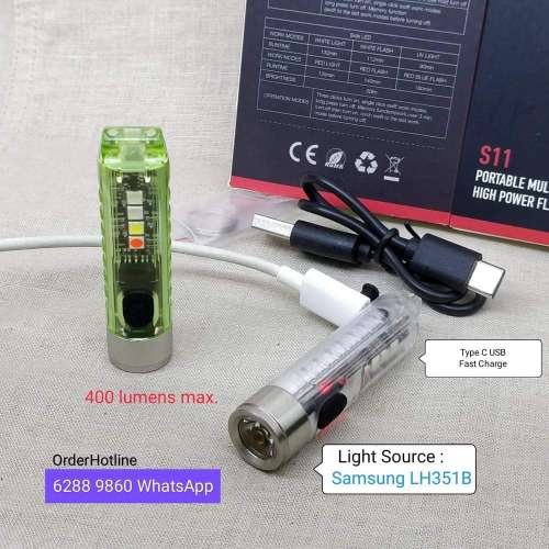 Alonefire EDC 多功能鎖匙扣微電筒. 只重18克. 400流明. Type C USB快充