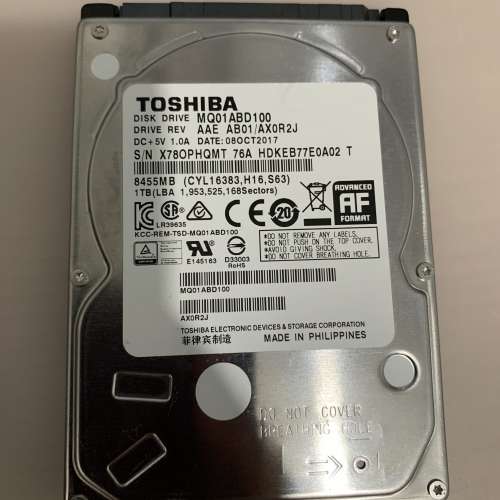 SSD Toshiba MQ01ABD100 1tb 2.5 CMR HDD