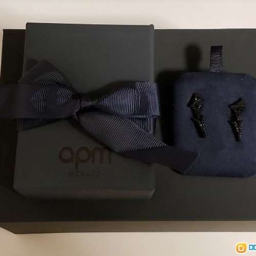 apm Monaco黑色純銀鑲晶鑽耳環 (1對)(價值$1,164)
