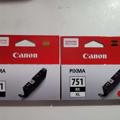 全新Canon 黑色墨盒 751BK & 751BK XL各一盒 (一套賣)