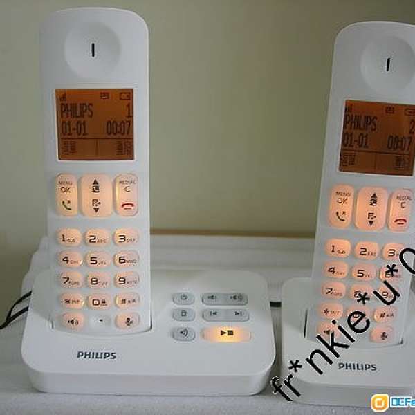 飛利浦 數碼室內 無線電話 D405, Duo, 白色 附電話錄音機 (中英文顯示) 特價出售