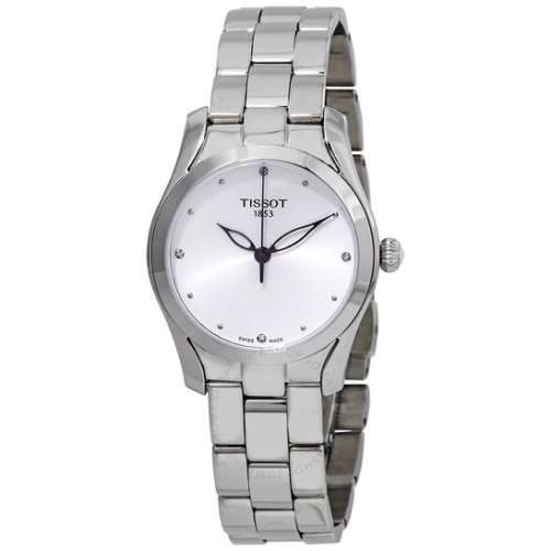 TISSOT-Wave Diamond Silver Dial Ladies Watch 100% New Original