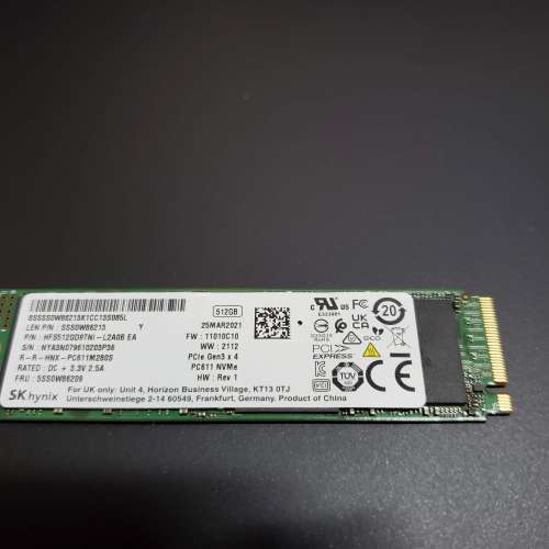 SK Hynix PC611 PCIe NVMe SSD 固態硬碟 (512GB)